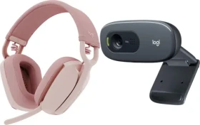 Logitech Zone Vibe 100 + C270 / Sada: bezdrátová sluchátka s mikrofonem a webkamera / BT / USB-C