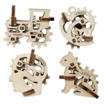 Ugears 3D dřevěné mechanické puzzle 4 mechanické přívěšky Charakterové sym