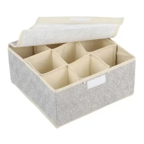 MSV prodyšný zásuvkový box s 9 přihrádkami šedý / polypropylen / 26.5 x 26.5 x 13 cm (3700703911333)