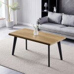 Stůl konferenční, 120x60x55 cm, MDF deska, dekor divoký dub, kov, černý lak