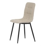 Židle jídelní, potah krémová látka, kovová čtyřnohá podnož, černý mat