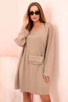Dámská viskózová sukýnka Plus Size s kabelkou na řetízku tmavě béžová UNI