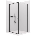 CERANO - Sprchový kout Ferri L/P - 6 mm - černá matná, transparentní sklo - 80x80x195 - pivotový CER-427471