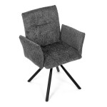 Židle jídelní, šedá látka, černý kov, otočný mechanismus 90°/90° (L/P) - funkce reset