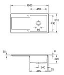 VILLEROY & BOCH - Keramický dřez Siluet 60 Ebony nástavný 1000 x 510 bez excentru 333601S5