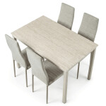 Jídelní set s 4 židlemi, 110x70x75cm, mdf, travertin, ASE-1039 CRM2