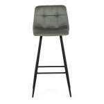 Židle barová, zelená látka, čtyřnohá kovová podnož, černý mat