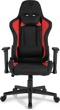 SENSE7 Spellcaster černo-červená / Herní židle / látka / nastavitelná / pojezdová kolečka / nosnost 150 kg (5902659841544)