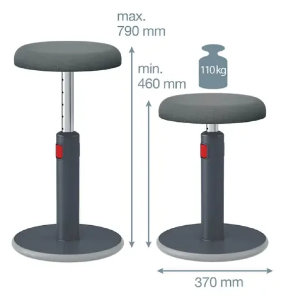 Leitz ERGO Cosy šedá / Balanční stolička / Výška 45-79 cm / Nosnost 110 kg (65180089)
