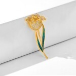 Květinová brož se zirkony Luisa - tulipán, Stříbrná