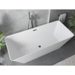 MEXEN/S - Velo Slim volně stojící vana 170 x 75, bílá, sifon a přepad grafit kartáčovaná 52811707500-66