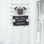 Spirella BAD Dog bílá / Sprchový závěs / motiv pes / 180 x 200 cm / polyester