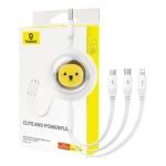 Baseus Cute Powerful Nabíjecí USB-A kabel 3v1 1.1m bílá / 1x USB-C (M) / 1x microUSB (M) / 1x Lightning (M) (P10362900211-00)