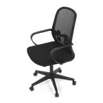 Židle kancelářská, černý MESH a černá látka, plastový kříž, houpací mechanismus.