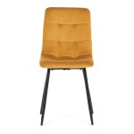 Židle jídelní, žlutá sametová látka, nohy černý kov
