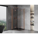 MEXEN/S - Mist-F Duo sprchový kout skládací dveře 85 x 85, transparent, měď kartáčovaná 8A6-085L-085P-65-00