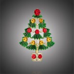 Vánoční brož se zirkony Christmas Tree 6 - vánoční stromeček, Zlatá