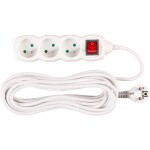 STREND PRO 213338 Prodlužovací kabel s vypínačem, 7m, 3 zásuvky, 3×1mm, bílý