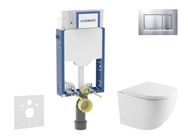 GEBERIT - Kombifix Set předstěnové instalace, klozetu Oudee a sedátka softclose, tlačítko Sigma20, lakovaný chrom mat/chrom SANI15CA2101