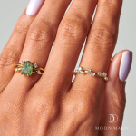 Royal Fashion prsten 18k zlato Vermeil SKA-R002-ROSEGOLD-GREENAPATITE Velikost: 5 (EU: 49-50)