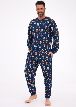 Kombinéza Cornette 196/295 Dog 2 long/r Christmas S-2XL pánská tmavě modrá L