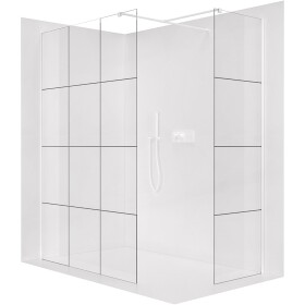 CERANO Sprchová zástěna Walk-in Onyx T L/P - 8 mm - hranatá vzpěra - bílá matná, industriální sklo - 150x110x200 cm