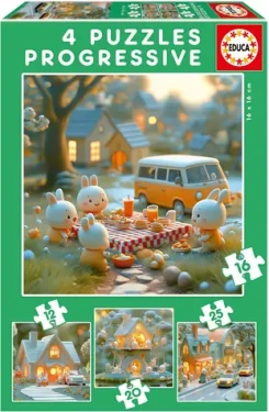 EDUCA Puzzle Králičí město 4v1