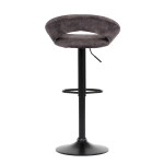 Židle barová, hnědá sametová látka, černá podnož