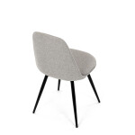 Židle jídelní, krémová látka, 360° otočný mechanismus, černý matný lak, kovové nohy