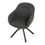 Židle jídelní, šedá látka a tmavě šedá látka v dekoru vintage kůže, černý kov, otočná P90°+ L90° s vratným mechanismem -
