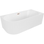MEXEN/S - Gia volně stojící rohová vana reliéf pravá 150 x 75, bílá mat, sifon a přepad růžové zlato 52701507501P-60
