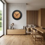 DumDekorace Nástěnné hodiny BLACK&amp;OAK 2 XXL 75 cm z dubového dřeva s tichým mechanismem