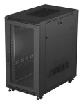 Lanberg Rack 22U/600x1000 černá / Stojanový rozvaděč / 19" / Flat pack / Perforované dveře (FF01-6022-23B)