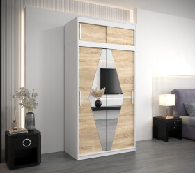 Šatní skříň Abi Bo s nástavcem Barva korpusu: Bílá, Rozměry: 120 cm, Dveře: Dub sonoma