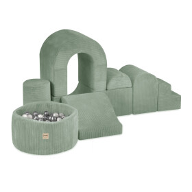 PLUSH NEST PLUSH NEST Hrací hrad s bazénem a 150 míčky Prémiový zelený manšestr