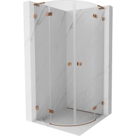 MEXEN/S - Lunar L sprchový kout čtvrtkruh křídlový 70 x 70, transparent, růžové zlato 833L-070L-070P-60-00