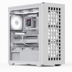 Aerocool D502A-G-WT-V1 bílá / Skříň / Midi Tower / ATX / Mesh / tvrzené sklo / RGB / bez zdroje (ACCM-MA02043.21)