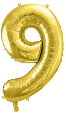 Balónek fóliový narozeniny číslo 9 zlatý 72 cm Balónek fóliový narozeniny číslo 9 zlatý 72 cm