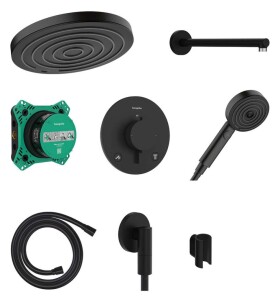 HANSGROHE - Pulsify S Sprchový set s termostatem pod omítku, s tělesem, průměr 26 cm, EcoSmart, matná černá 24624670