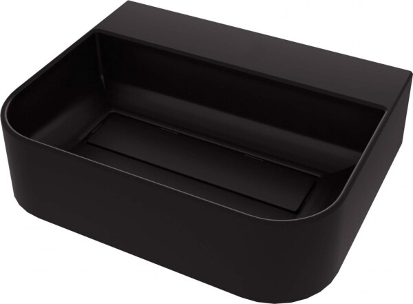 DEANTE - Umyvadlo Arnika nero Granite, na desku, s odkládací plochou pod baterii - s krycí deskou CQA_NU5S