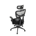 Kancelářská židle, šedá síťovina, černý plast, kolečka na tvrdé podlahy