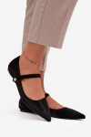 Sametové baleríny s páskem a zlatým detailem černé Gisanne 41