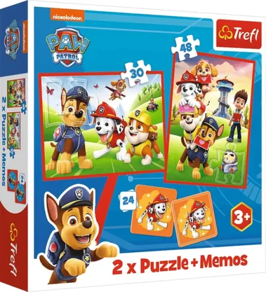 Trefl - Puzzle - Sada 3v1 Tlapková patrola v akci (2x puzzle + pexeso)