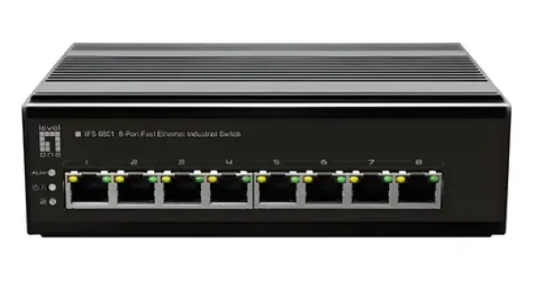 LevelOne Průmyslový switch 8x FE kovové tělo / Switch / Neřízený / DIN lišta / -40 až 75 °C (IFS-0801)