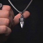 Pánský náhrdelník Ódinovo kopí GUNGNIR, Stříbrná 60 cm