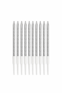 Cake star Dortové svíčky spirálové stříbrné 10ks