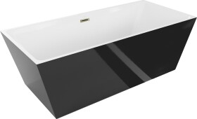 MEXEN - Lita vana volně stojící 170x75 cm, bílá/černá, zlatý sifon 52121707575-G