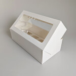 Cake star Bílá krabice s průhledným víkem na 8ks muffinů