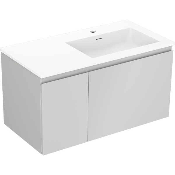 MEXEN/S - Orio koupelnová skříňka 90 cm s umyvadlem Otis pravá, 1S, 1D, šedá mat/bílá mat 91A13-09047-3-BBFF62-W18P01