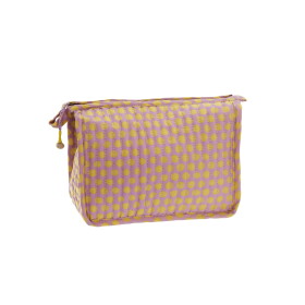 MADAM STOLTZ Prošívaná kosmetická taštička Pink/Yellow Dots, růžová barva, textil